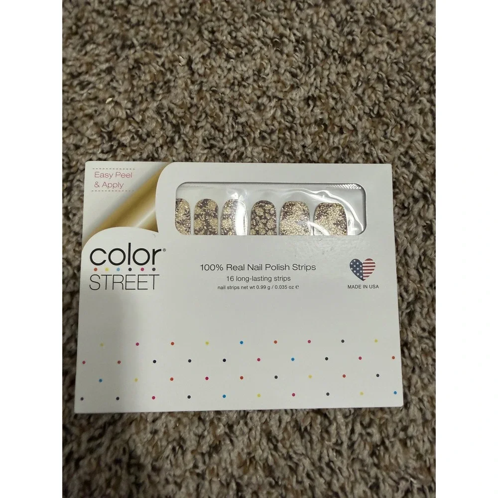 Color Street Rose Were The Days FDG292 Gold Glitter Floral Nail Polish Strips